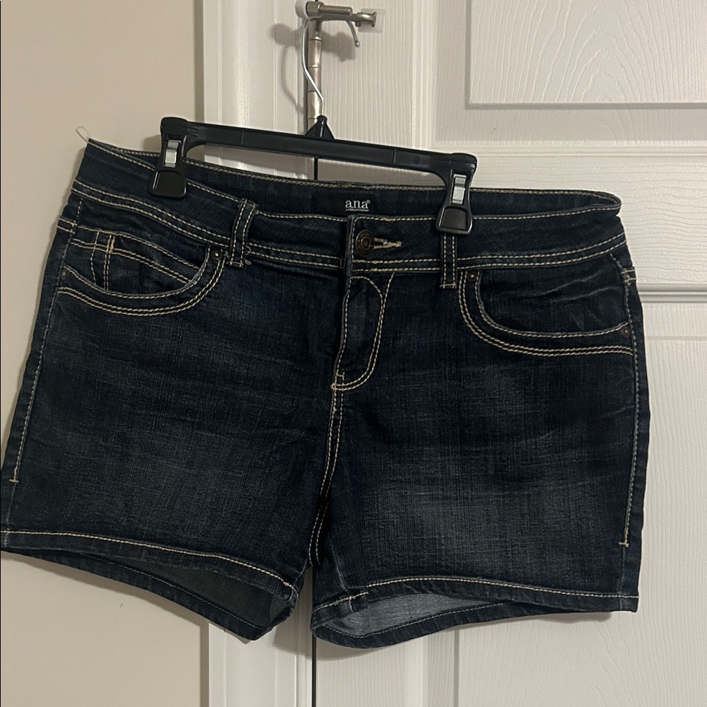 a.n.a Dark Indigo Denim Short Shorts with Contrast Stitching - Size 10